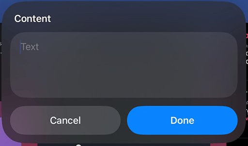 A screenshot of a popup window when the Shortcut is run