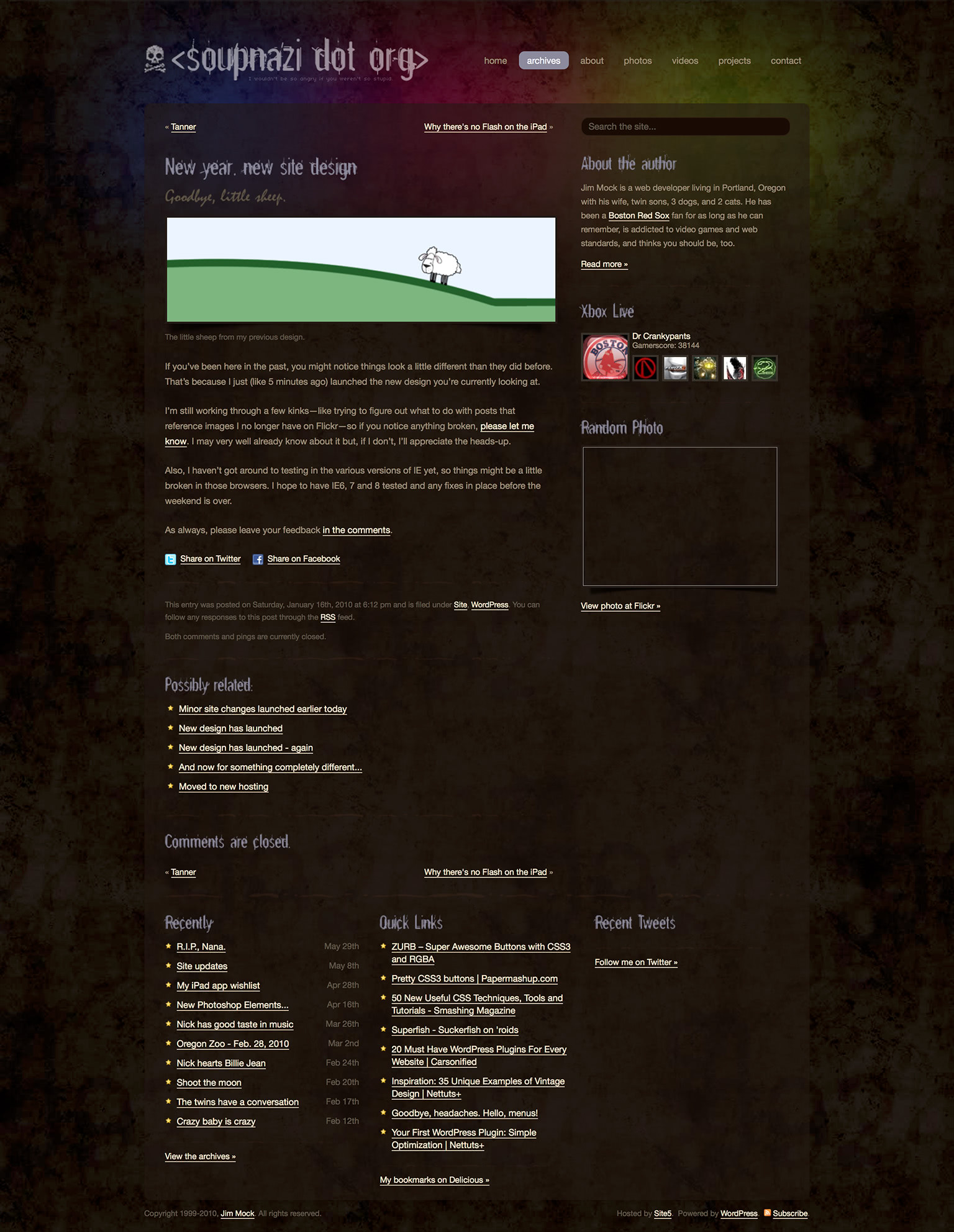 A screenshot of an old blog post announcing a redesign